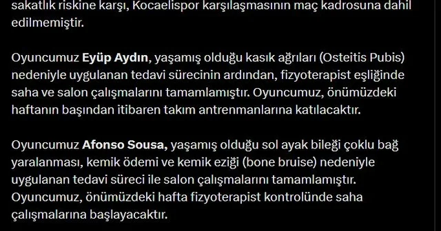 Samsunspor, 4 futbolcunun sakatlık durumunu açıkladı Samsun Haberleri
