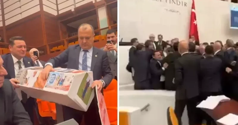 Mecliste tabut kavgası! Vekiller birbirinin üzerine yürüdü