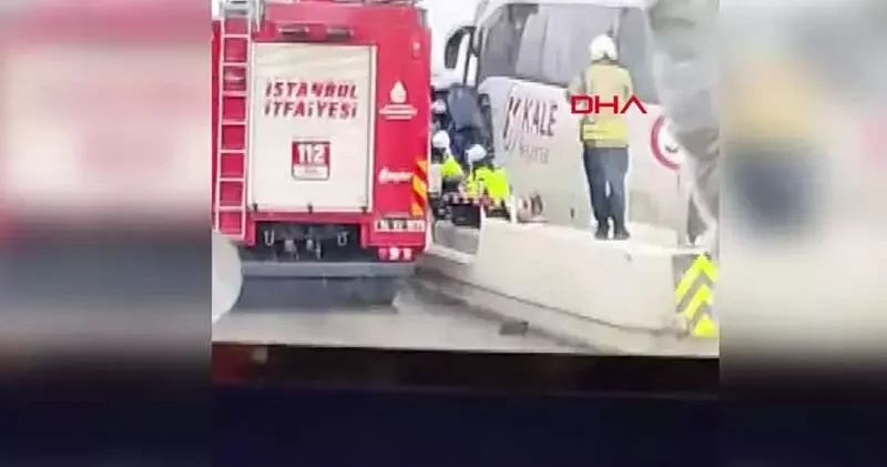 Silivri Kuzey Marmara Otoyolu nda otomobil ve otobüs çarpıştı; yaralılar var