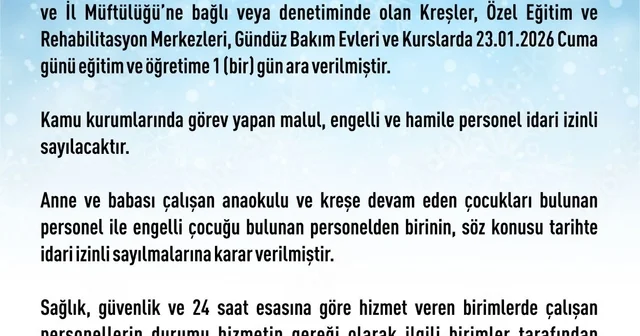 Elazığ da rehabilitasyon ve bakımevi kurslarına kar tatili Elazığ Haberleri