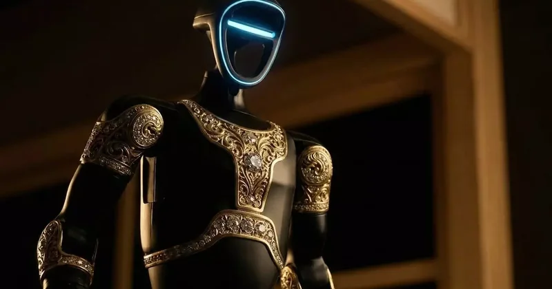 Altın ve değerli taşlarla süslenmiş! İşte dünyanın ilk lüks insansı robotu Aladdin