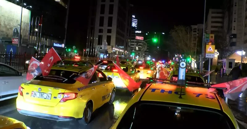 Şişli de taksiciler Türk bayrağına yapılan saldırıya karşı konvoy düzenledi