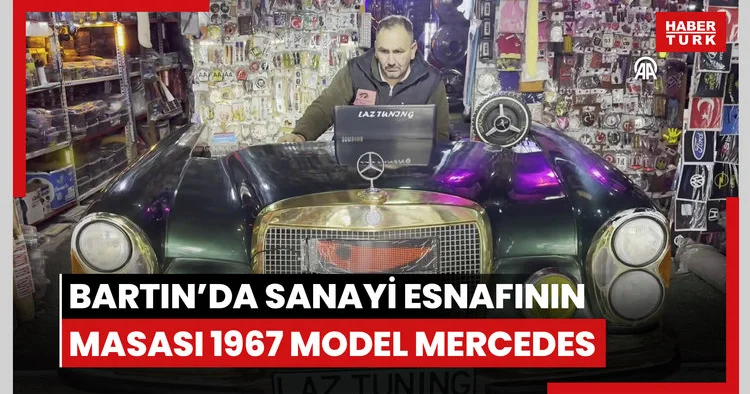 Bartında sanayi esnafının çalışma masası 1967 model Mercedes