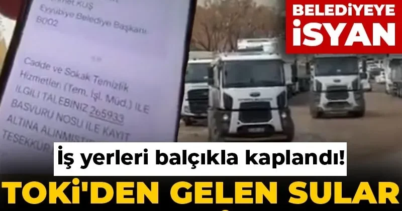 TOKİ den gelen sular caddeyi bastı, iş yerleri balçıkla kaplandı! Vatandaşlardan AKP li belediyeye isyan