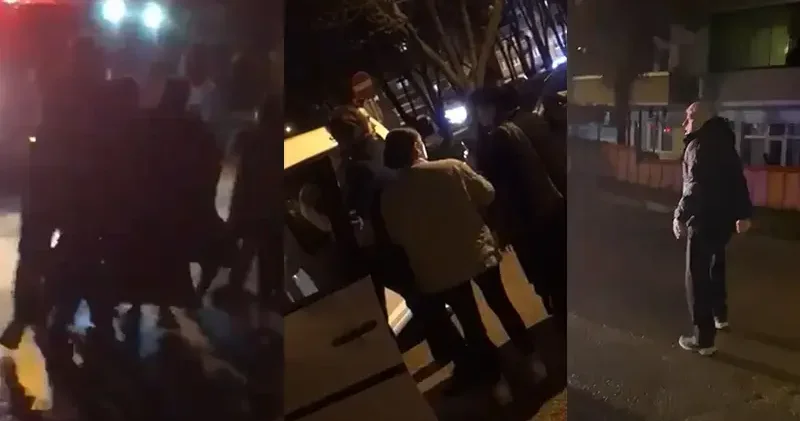 Hasarlı kaza sonrası sürücünün darbedildiği anlar kamerada