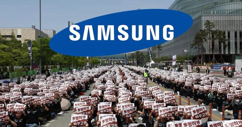 Samsung’in çip işçilerinden dev gövde gösterisi: 40 bin işçi sokağa çıktı Sözcü Gazetesi