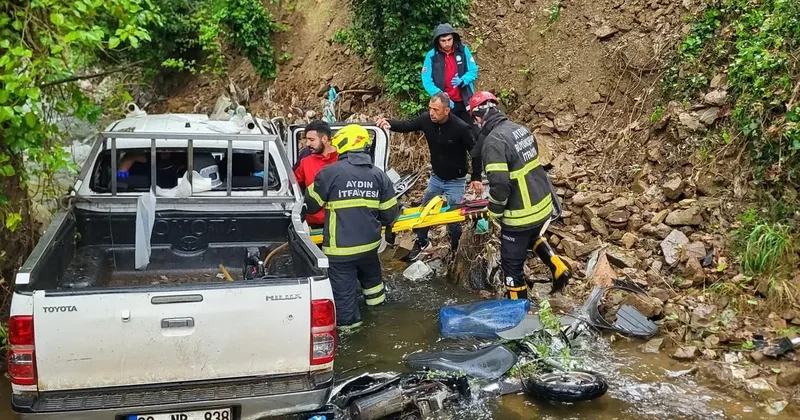 Kamyonet dere yatağına düştü: 2 yaralı