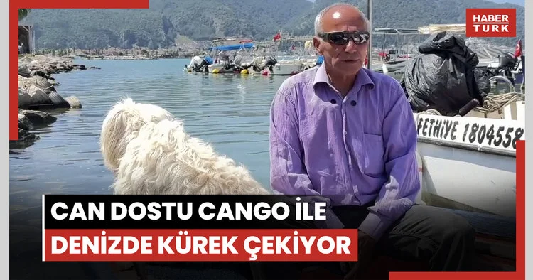 Can dostu Cango ile denizde kürek çekiyor