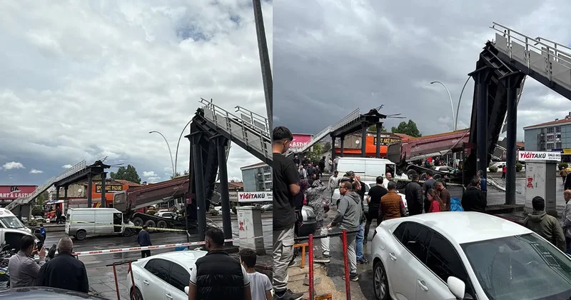 SON DAKİKA… Ankara’da damperi açık kamyon üst geçide çarptı! Köprü yıkıldı 3 yaralı var!