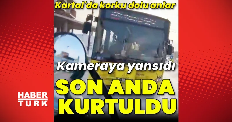 Motosikletli sürücü İETT otobüsünün altında kalmaktan son anda kurtuldu