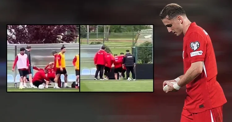 A Milli Takım antrenmanında talihsiz sakatlık: Kerem Aktürkoğlu gözyaşları içinde götürüldü!