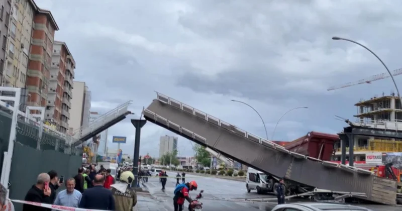 Ankara da kamyonun çarptığı üst geçit yıkıldı