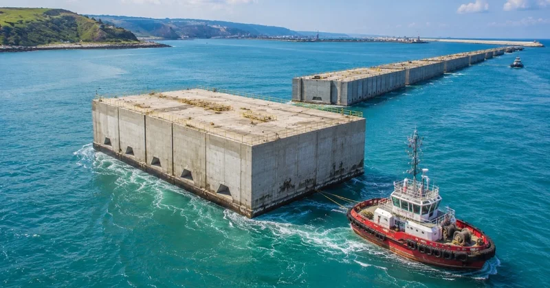 Tonlarca ağırlıktaki beton bloklar denizde yüzerek ilerliyor Sözcü Gazetesi