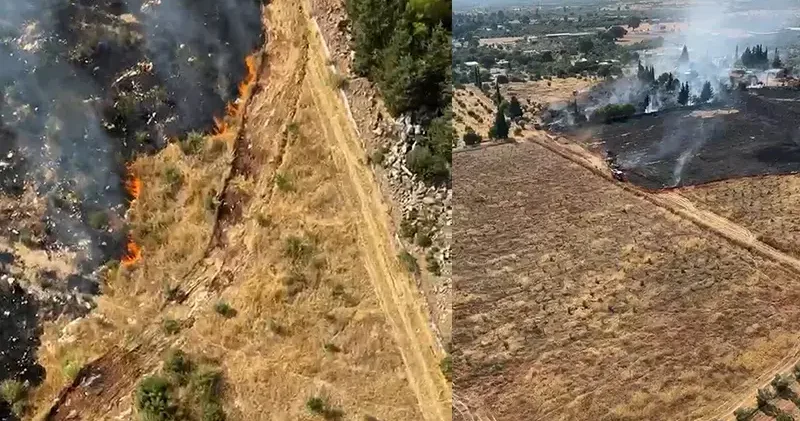 Antalya da, dün yanan ormanın bitişiğinde arazide yangın