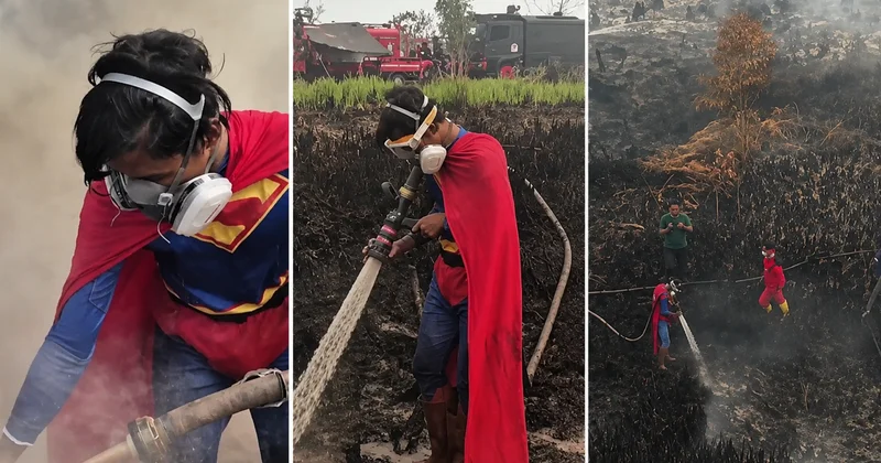 Gerçek hayattaki Superman! Yangına kostümüyle koştu