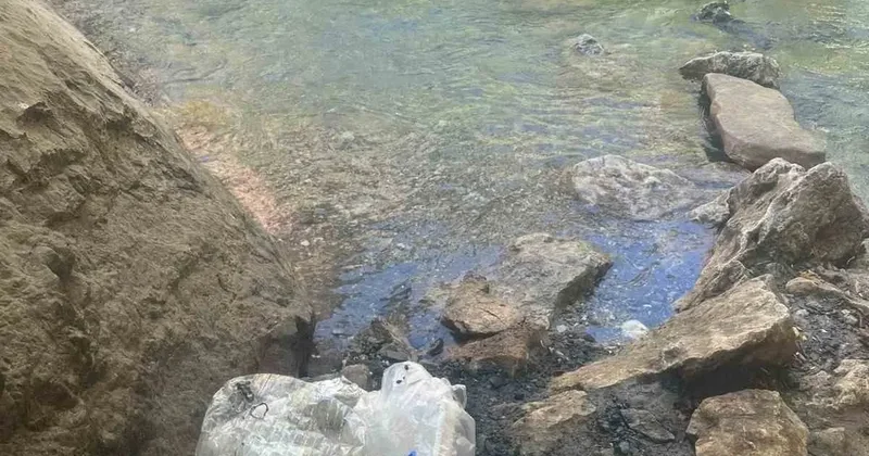 Piknik alanına bırakılan çöpler vatandaşın tepkisine yol açtı