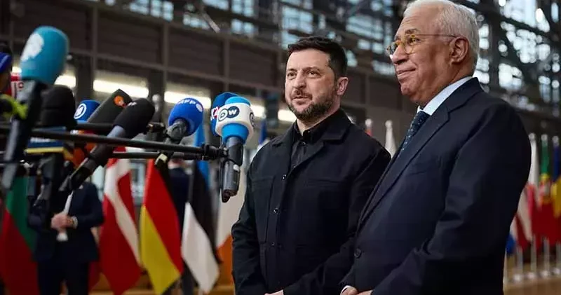 Ukrayna Devlet Başkanı Zelenskiy ile AB Konseyi Başkanı Costa, Brüksel’de bir araya geldi