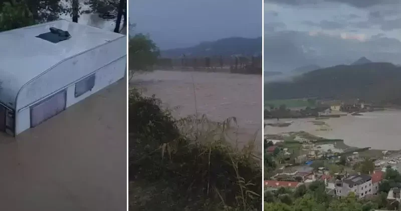 Gökçeada da sağanak su baskınlarına yol açtı; heyelan nedeniyle yol kapandı