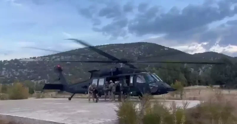 İnceleme için çıktıkları dağda kaybolan 2 mühendis, bulunup askeri helikopterle kurtarıldı