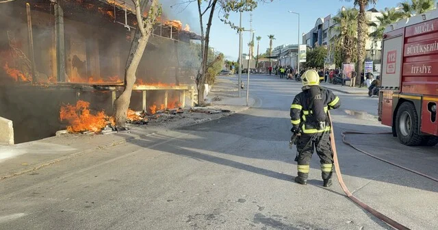 Bodrum da tadilat yapılan işyerinin bulunduğu binada yangın Muğla Haber Habertürk Yerel Haberler