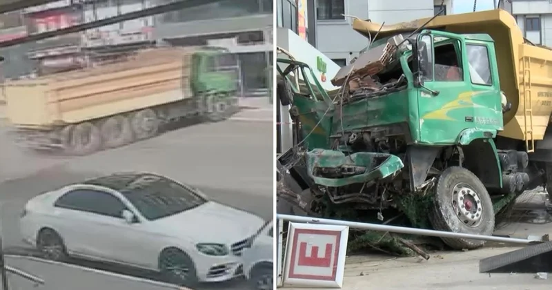 Pendik’te kamyonun eczaneye daldığı anlar kamerada! 7 kişi yaralandı