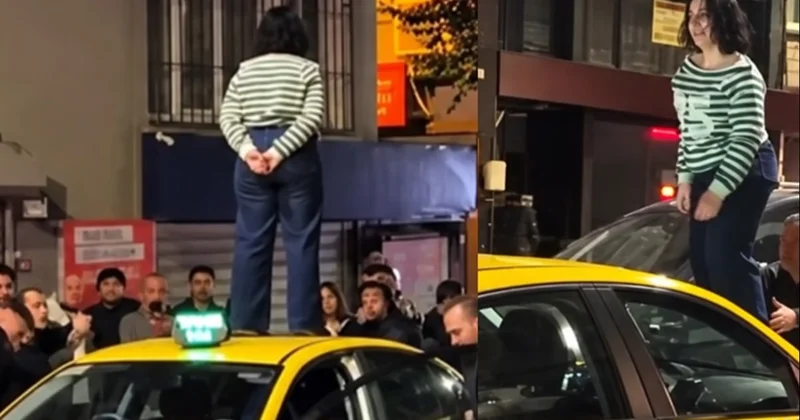 İstanbul da tartıştığı taksinin tavanından inmeyen kadın yolcuyu polis gözaltına aldı Sözcü Gazetesi