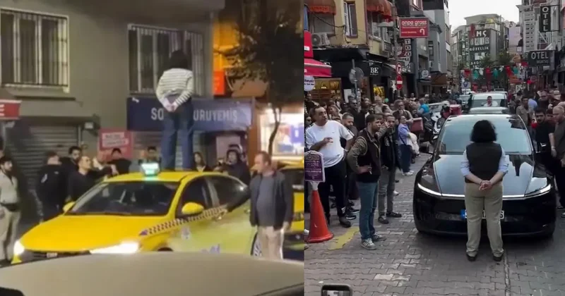 Aracın üstüne çıkarak trafiği kesen kadının ilk vukuatı değilmiş! Bu görüntüler de Beşiktaş tan