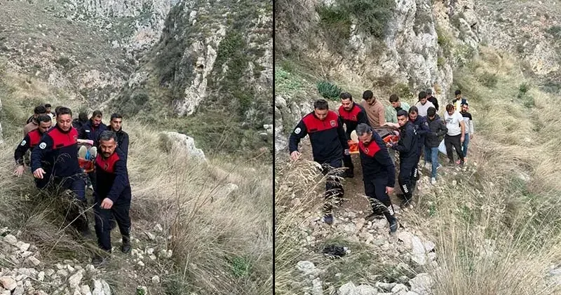 Hatay da Habibi Neccar Dağı’nda yürüyüş yaparken kayalıktan düşüp yaralandı