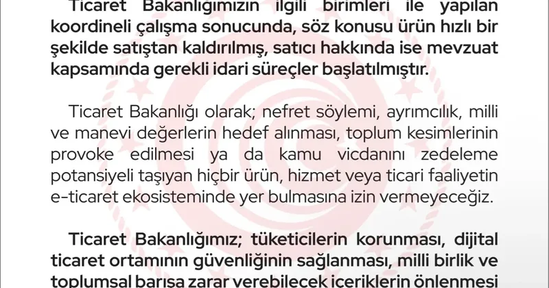 Ticaret Bakanlığı Cumhuriyet Muhafızı isimli ürünü satıştan kaldırdı