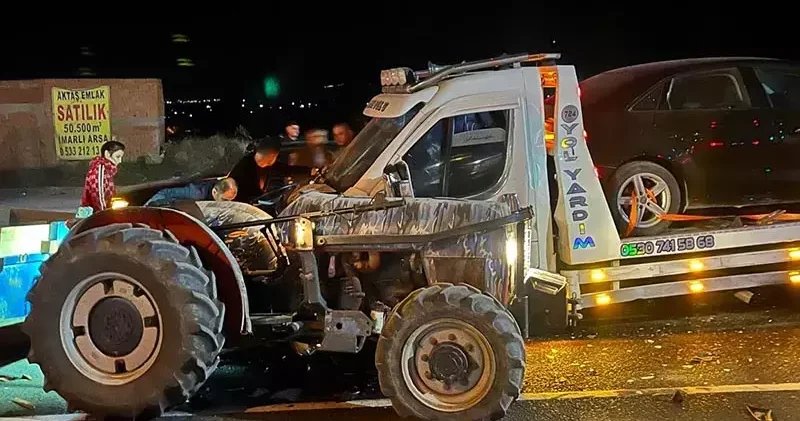 Manisa da traktör ile çekici çarpıştı: 4 yaralı