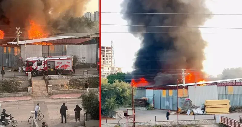 Antalya da ahşap presleme ve üretme atölyesinde yangın