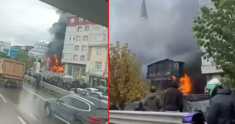 Pendik te otomobilde çıkan yangın, 3 katlı ahşap binaya sıçradı