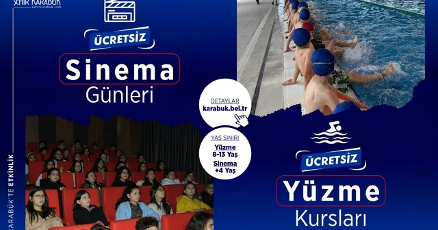 Karabük te çocuklara ücretsiz yüzme ve sinema etkinlikleri sürüyor Karabük Haberleri