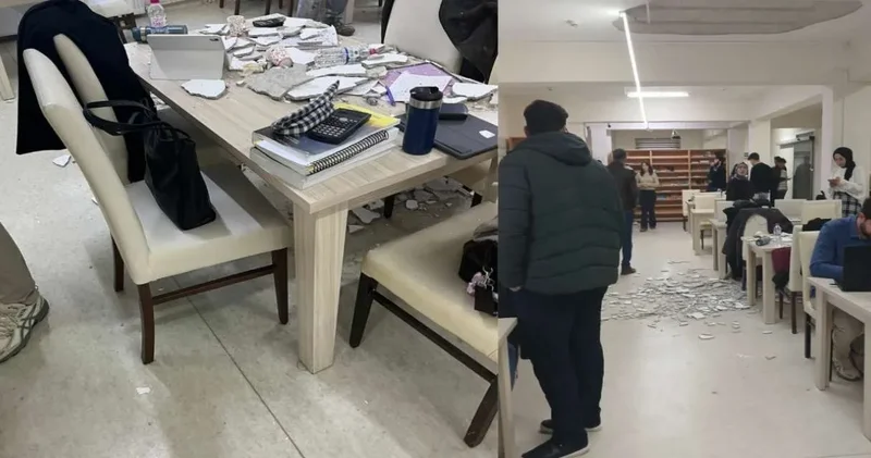 Kütüphanenin tavanı öğrencilerin üzerine çöktü