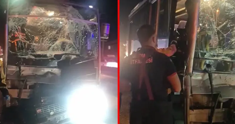 Servis midibüsü çekiciye çarptı: 11 yaralı