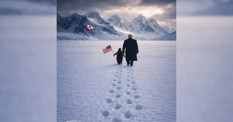 Beyaz Saray dan Grönland bayraklı Pengueni kucakla paylaşımı geldi; sosyal medya yıkıldı: Kuzey Yarımküre de penguen yok!