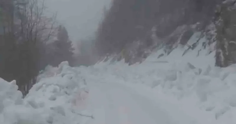 Yedigöller Milli Parkı yolunda kar yağışı etkili oluyor