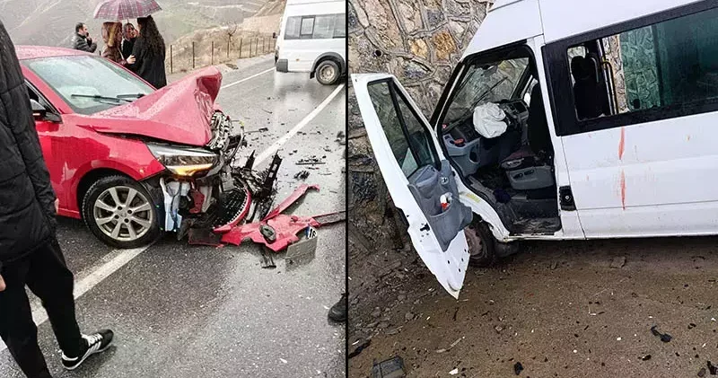 Siirt’te öğrenci servisi minibüsü ile otomobil çarpıştı: 6 yaralı