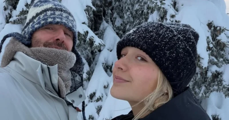 David Beckham kızı Harper la kayak tatiline çıktı