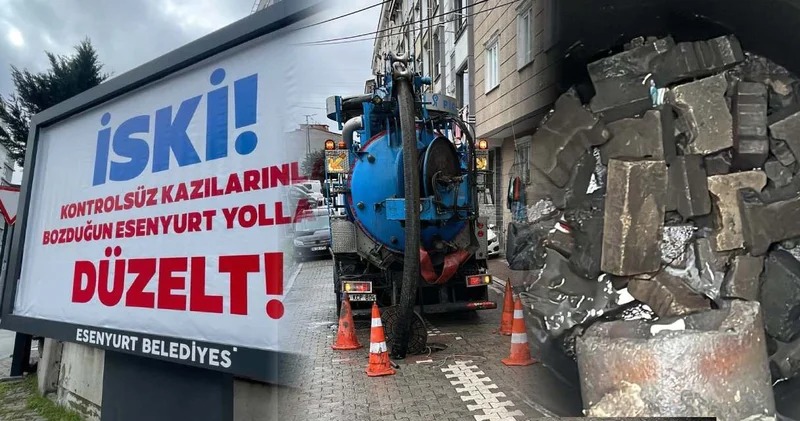 Esenyurt kayyumu afişler asarak İSKİ yi hedef almıştı: Su kanallarına kaldırım taşı doldurmuşlar!