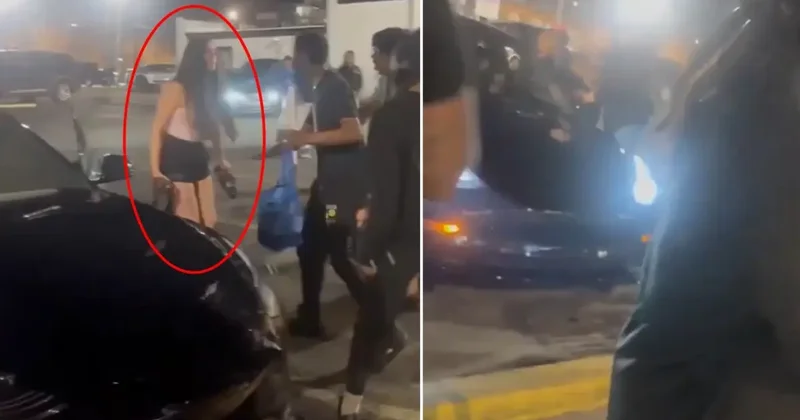 Alkolü fazla kaçıran genç kadın, araçla kalabalığın arasına daldı