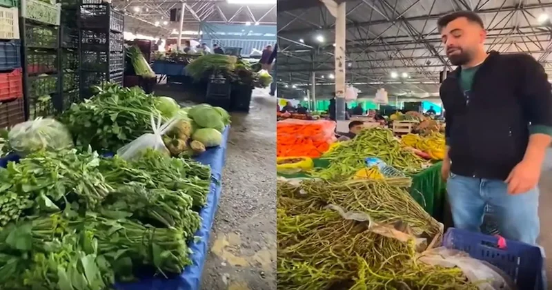 Pazardaki görüntüler şoke etti! 400 liraya ot mu olur? Sözcü Gazetesi