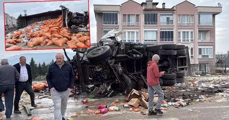 Fren sisteminde arıza olduğu iddia edilen kamyon, 4 araca çarptı: 19 yaralı