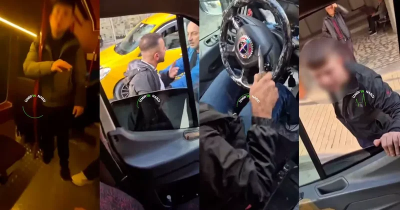 Genç kadını taciz edip, şoföre bıçak çekti! Diğer şoförler minibüse bindirip sorguya çekti