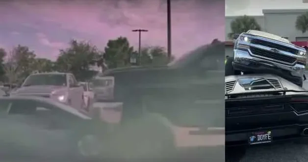 Lamborghini’yi görmedi, üzerinden çıktı!