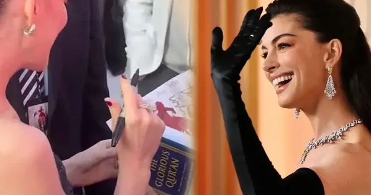 İnşallah diyerek gönüllere dokunan Anne Hathaway e Kur an ı Kerim hediyesi!