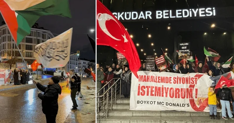 Üsküdar da mahalle sakinlerinin McDonald s protestosu sürüyor İstanbul Haberleri