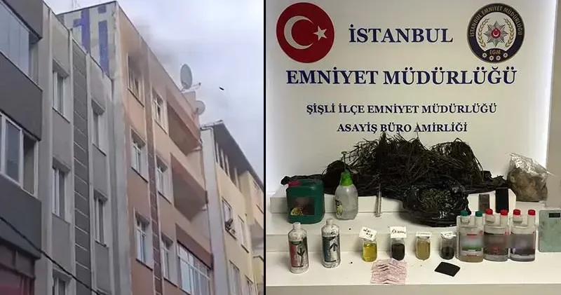 Şişli’de yangın ihbarına gittiler uyuşturucu serası buldular; değeri yarım milyon lira