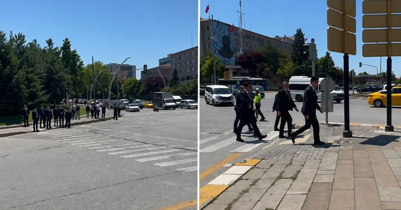 TBMM’den Bakanlığa yürüyerek geçen İçişleri Bakanı Çiftçi kırmızı ışıkta bekledi