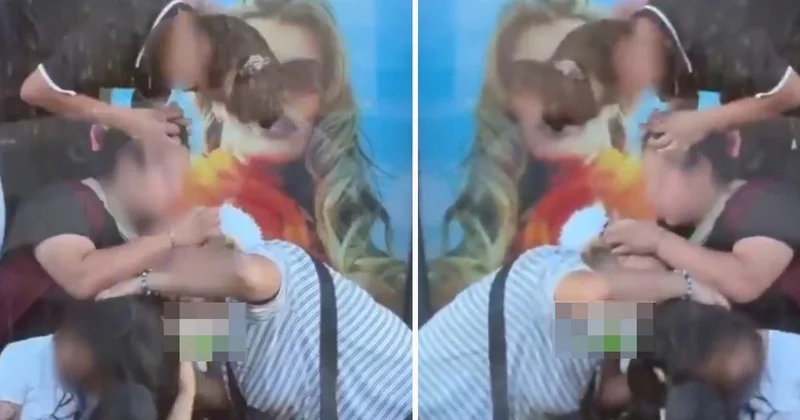 Kimseye aldırmadan saçlarındaki bitleri ayıkladılar
